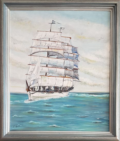 1) Segelschulschiff Die Deutschland Öl auf Leinwand 70 x50 cm