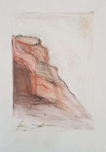 30 Rotes Kliff Sylt Pastell Grafit 27,5 x 21 cm